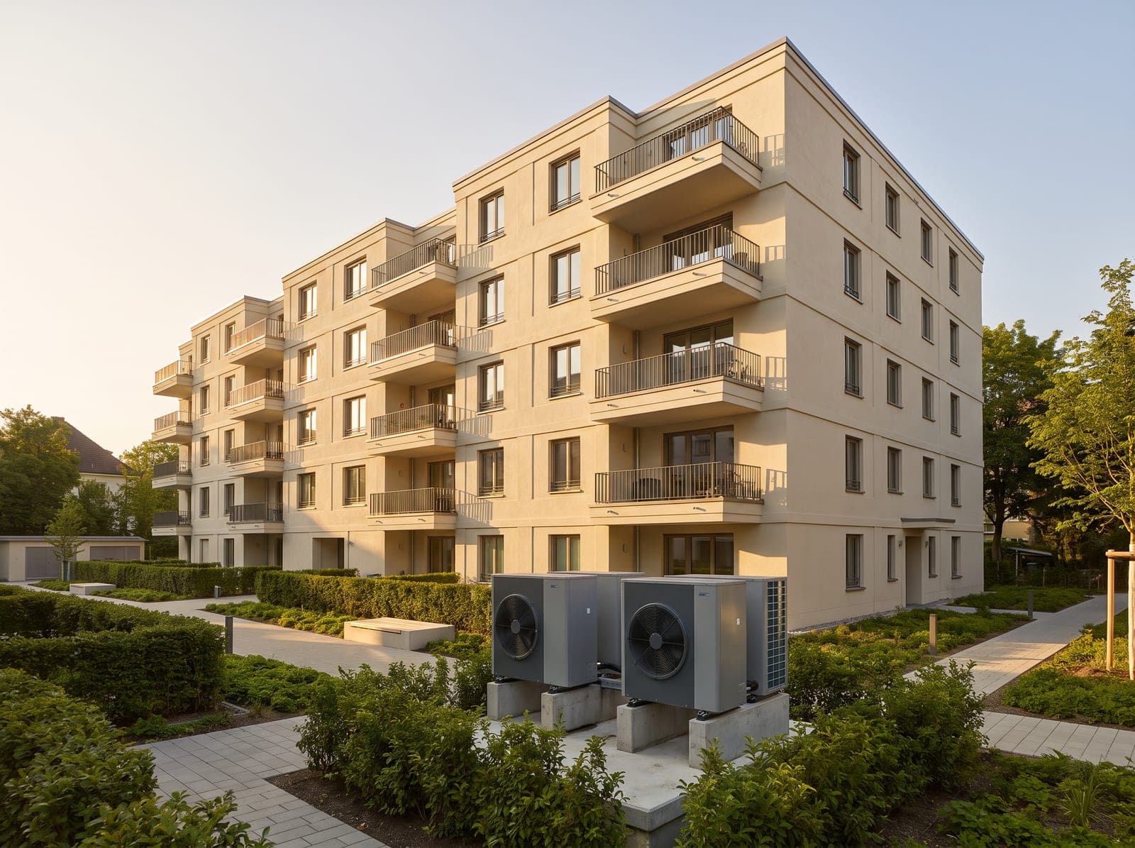 Immeuble résidentiel équipé de pompes à chaleur collectives